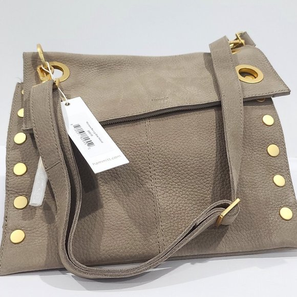 hammitt Handbags - Hammitt Taupe Leather Crossbody with Gold Hardware